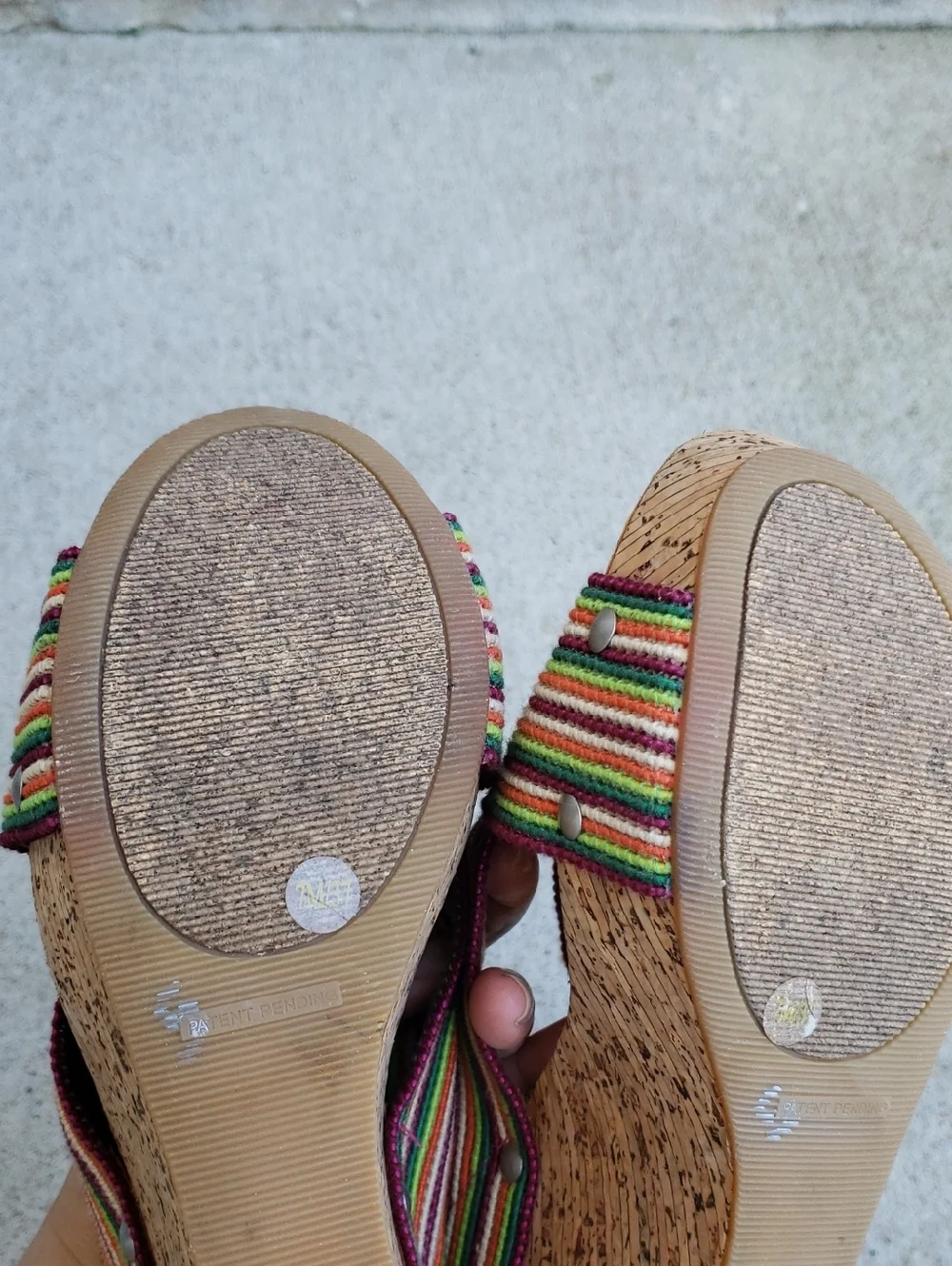 Lucky Brand Miller Corks Stripe Lightweight Wedge Sandals Size 7 Bohemian Y2K